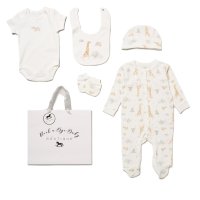 G13160NB: Baby Unisex Giraffe & Elephant 6 Piece Mesh Bag Gift Set (NB-6 Months)
